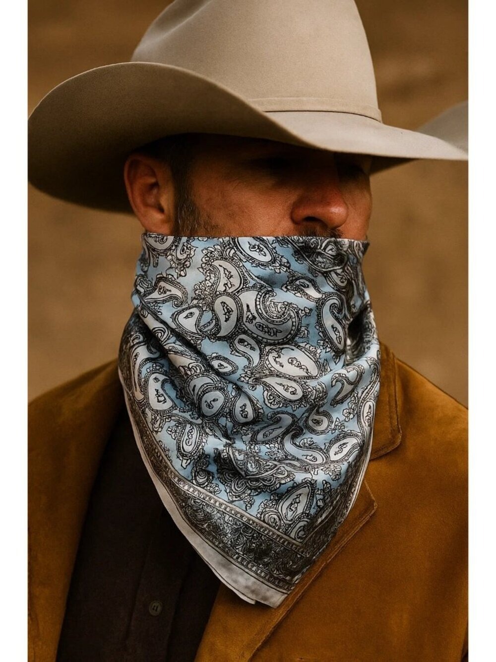 Light Blue Paisley Wild Rag Satin Scarf Western Scarf Cowgirl Neck Scarf Small S - Picture 9 of 12